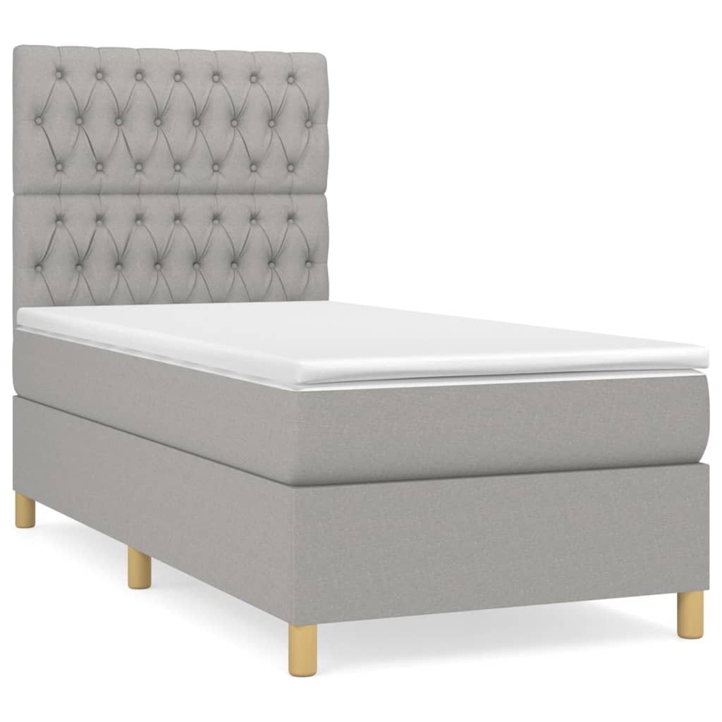 Boxspring met matras stof lichtgrijs 100x200 cm is nu te koop bij PeponiXL, paradijselijk wonen!