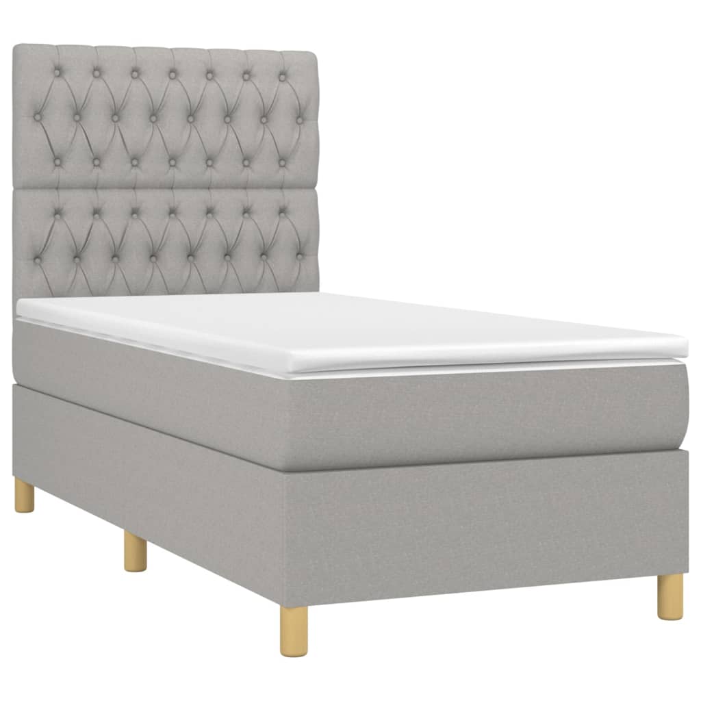 Boxspring met matras stof lichtgrijs 100x200 cm is nu te koop bij PeponiXL, paradijselijk wonen!