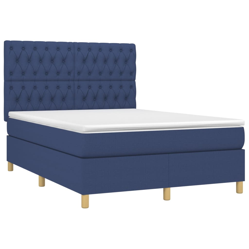 Boxspring met matras stof blauw 140x190 cm is nu te koop bij PeponiXL, paradijselijk wonen!
