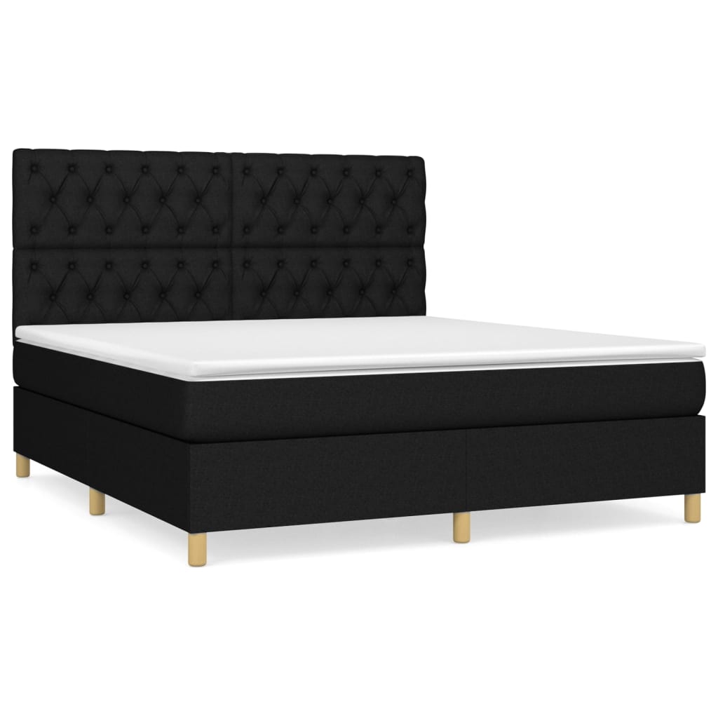Boxspring met matras stof zwart 160x200 cm is nu te koop bij PeponiXL, paradijselijk wonen!