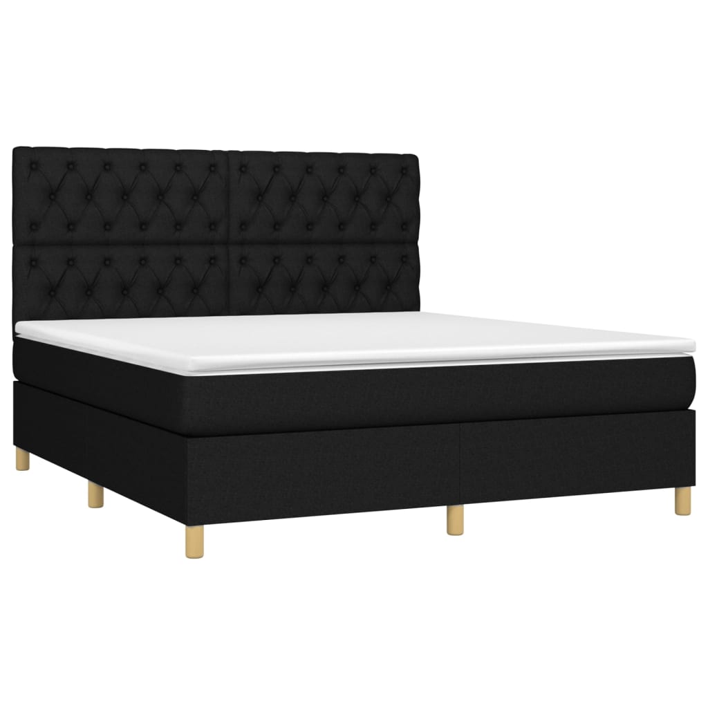 Boxspring met matras stof zwart 160x200 cm is nu te koop bij PeponiXL, paradijselijk wonen!