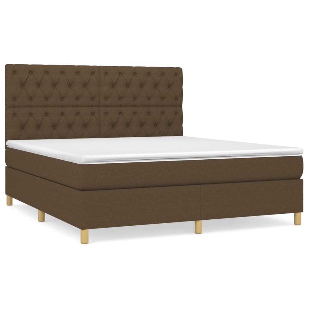 Boxspring met matras stof donkerbruin 160x200 cm is nu te koop bij PeponiXL, paradijselijk wonen!