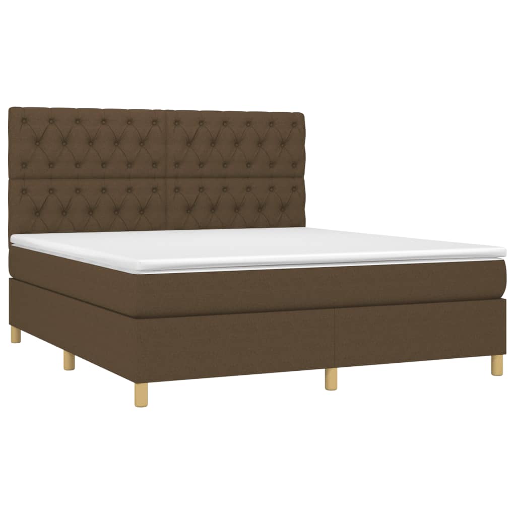 Boxspring met matras stof donkerbruin 160x200 cm is nu te koop bij PeponiXL, paradijselijk wonen!