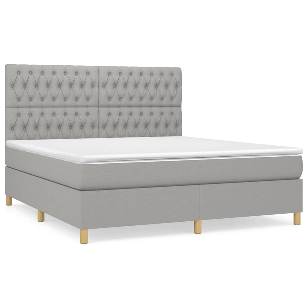 Boxspring met matras stof lichtgrijs 180x200 cm is nu te koop bij PeponiXL, paradijselijk wonen!