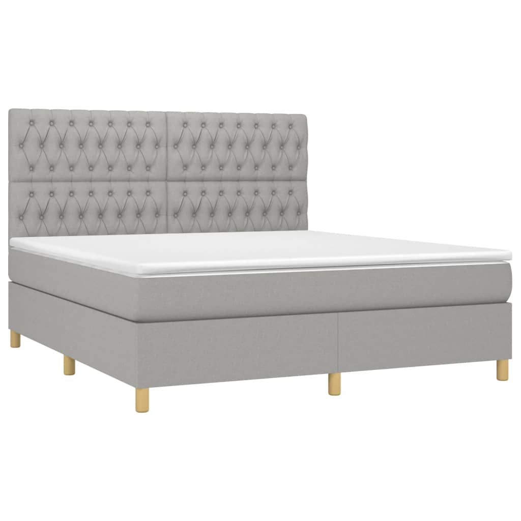 Boxspring met matras stof lichtgrijs 180x200 cm is nu te koop bij PeponiXL, paradijselijk wonen!