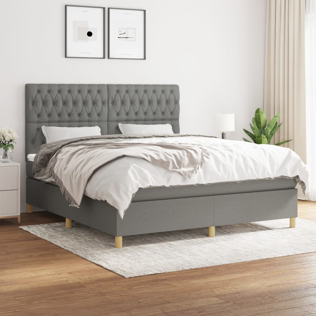 Boxspring met matras stof donkergrijs 180x200 cm is nu te koop bij PeponiXL, paradijselijk wonen!