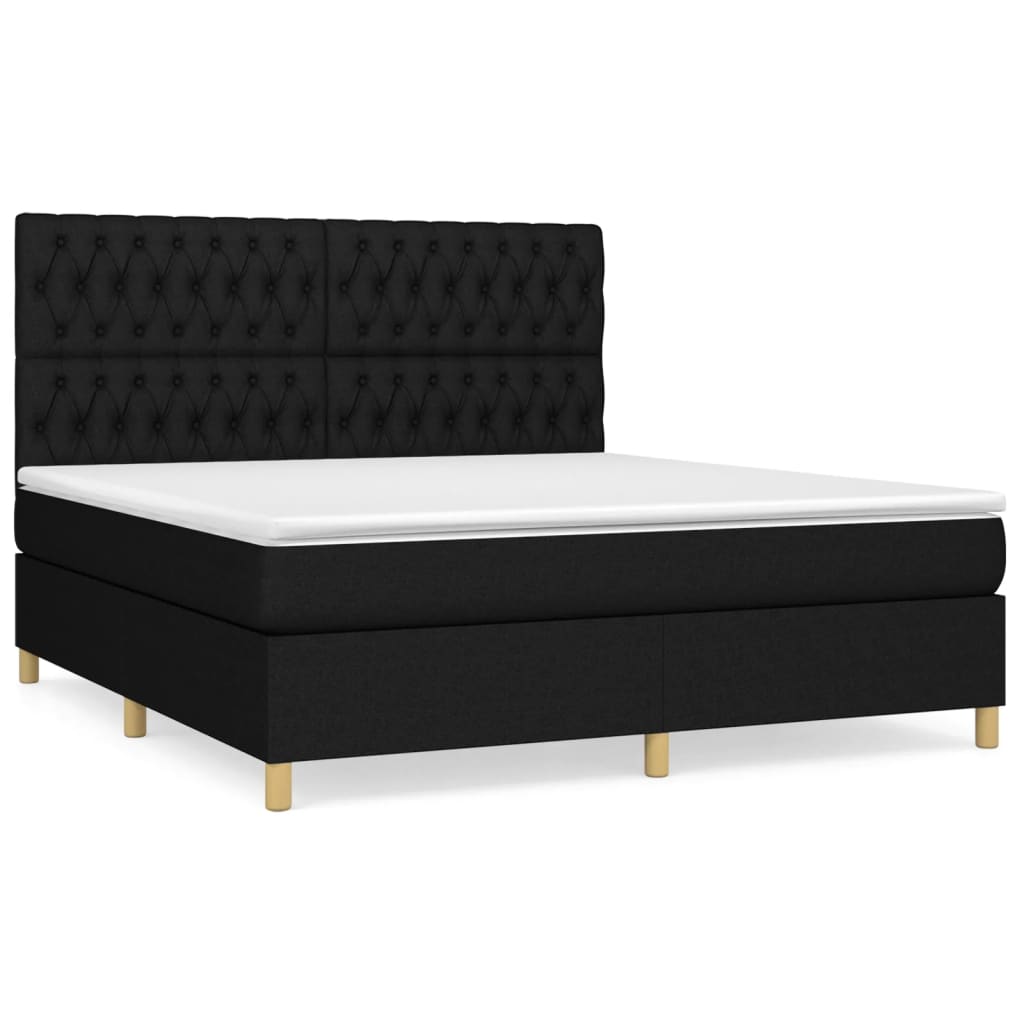 Boxspring met matras stof zwart 180x200 cm is nu te koop bij PeponiXL, paradijselijk wonen!