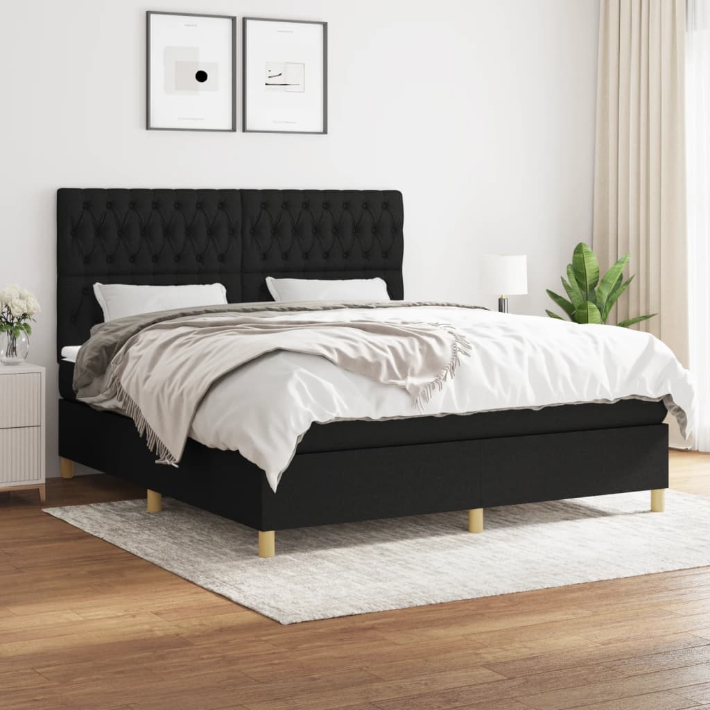 Boxspring met matras stof zwart 180x200 cm is nu te koop bij PeponiXL, paradijselijk wonen!