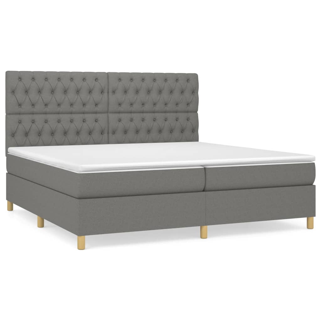 Boxspring met matras stof donkergrijs 200x200 cm is nu te koop bij PeponiXL, paradijselijk wonen!