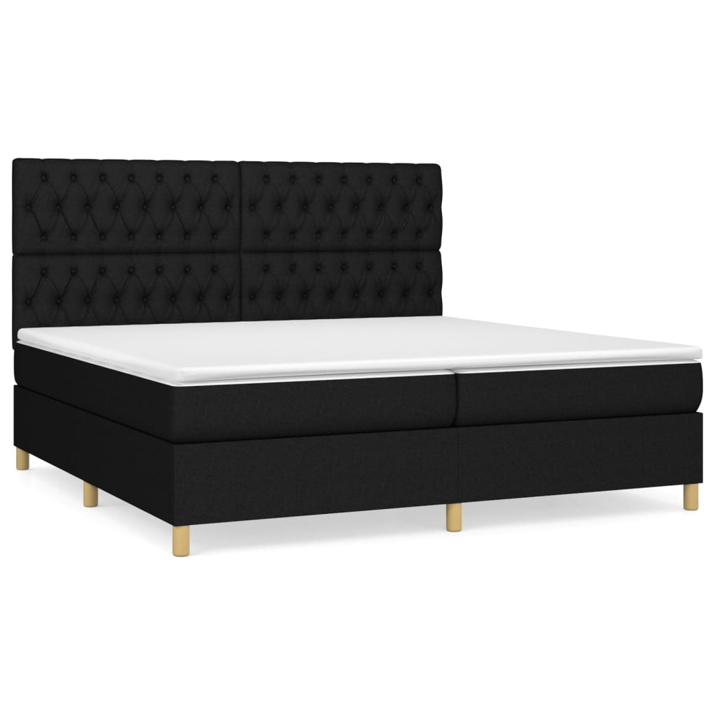 Boxspring met matras stof zwart 200x200 cm is nu te koop bij PeponiXL, paradijselijk wonen!