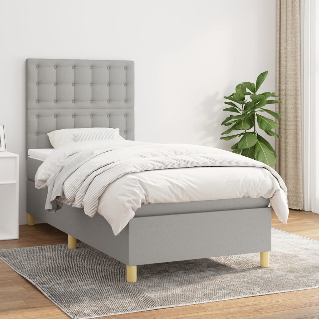 Boxspring met matras stof lichtgrijs 80x200 cm is nu te koop bij PeponiXL, paradijselijk wonen!