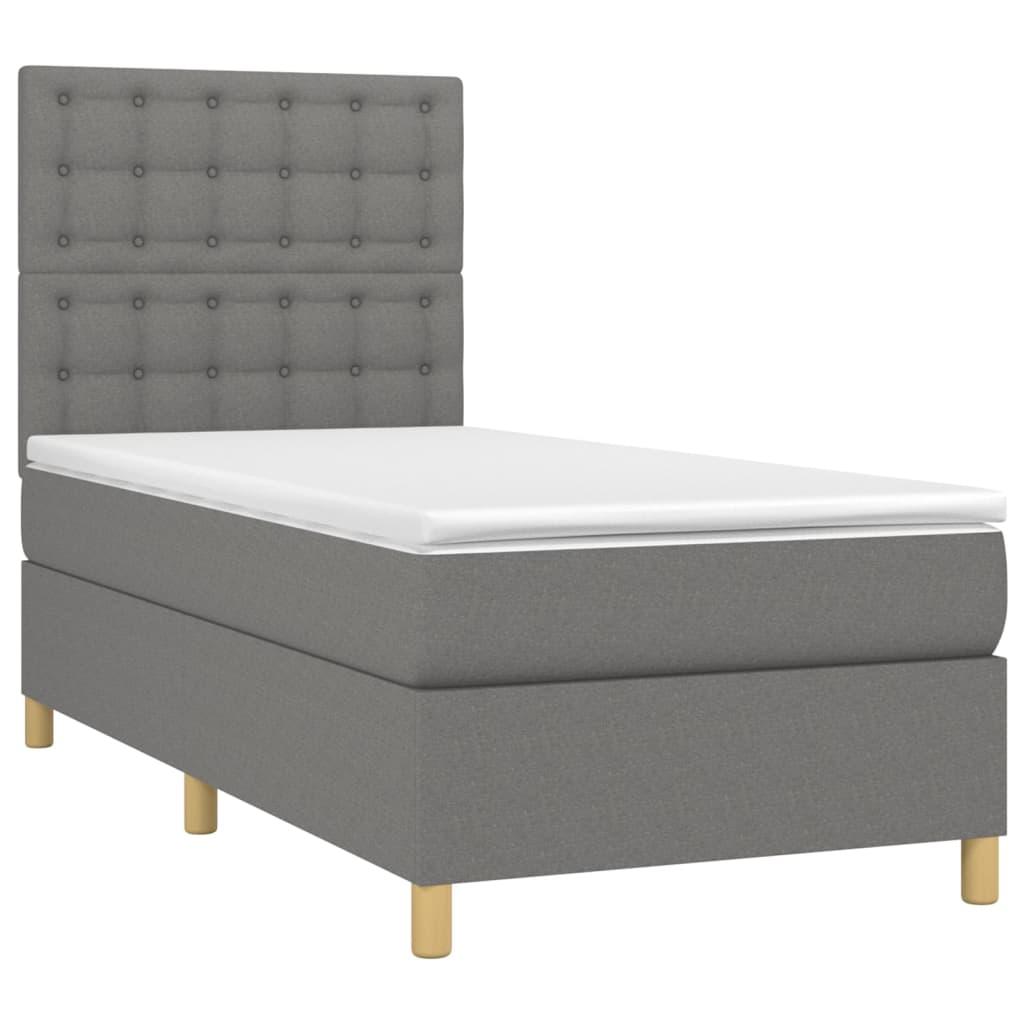 Boxspring met matras stof donkergrijs 80x200 cm is nu te koop bij PeponiXL, paradijselijk wonen!