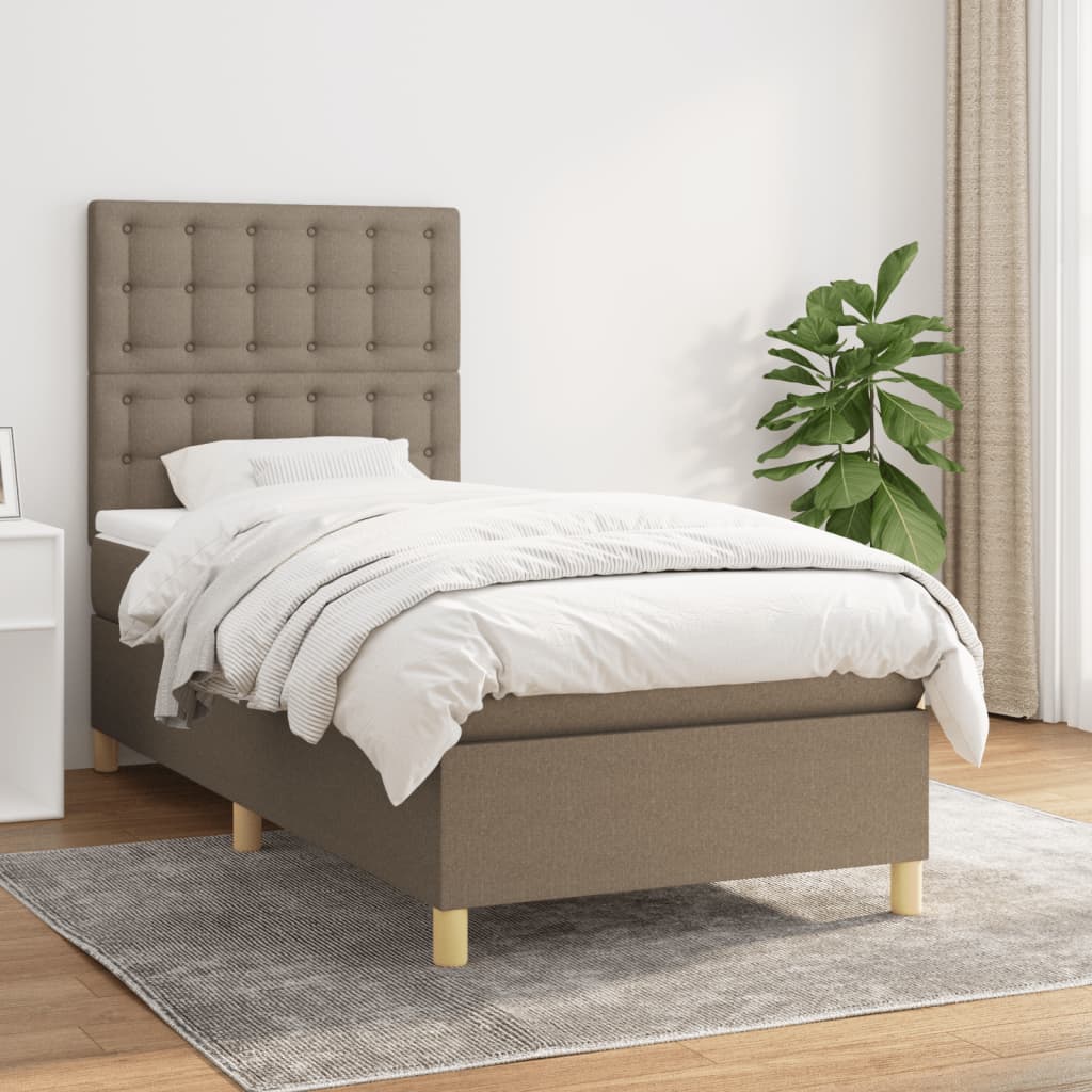 Boxspring met matras stof taupe 80x200 cm is nu te koop bij PeponiXL, paradijselijk wonen!