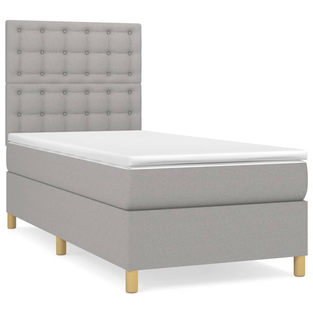 Boxspring met matras stof lichtgrijs 90x190 cm is nu te koop bij PeponiXL, paradijselijk wonen!
