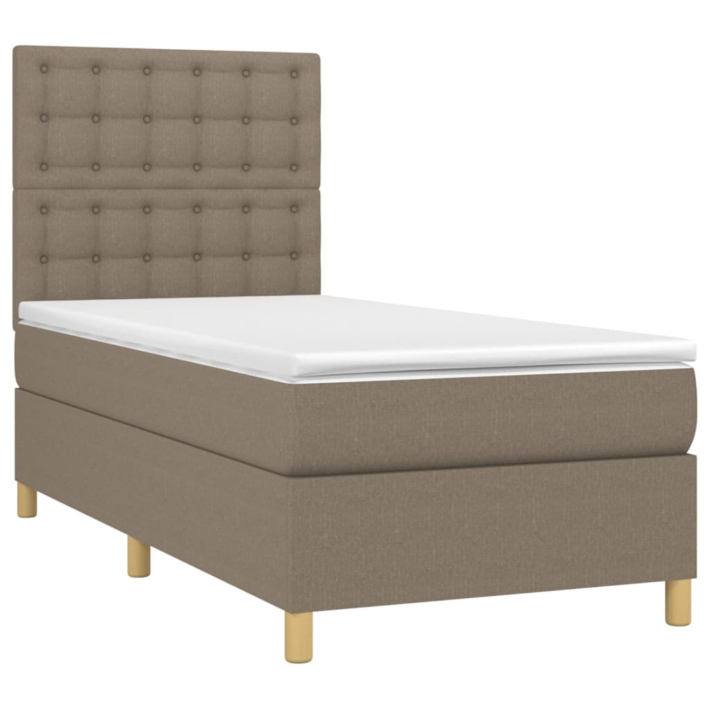 Boxspring met matras stof taupe 90x190 cm is nu te koop bij PeponiXL, paradijselijk wonen!