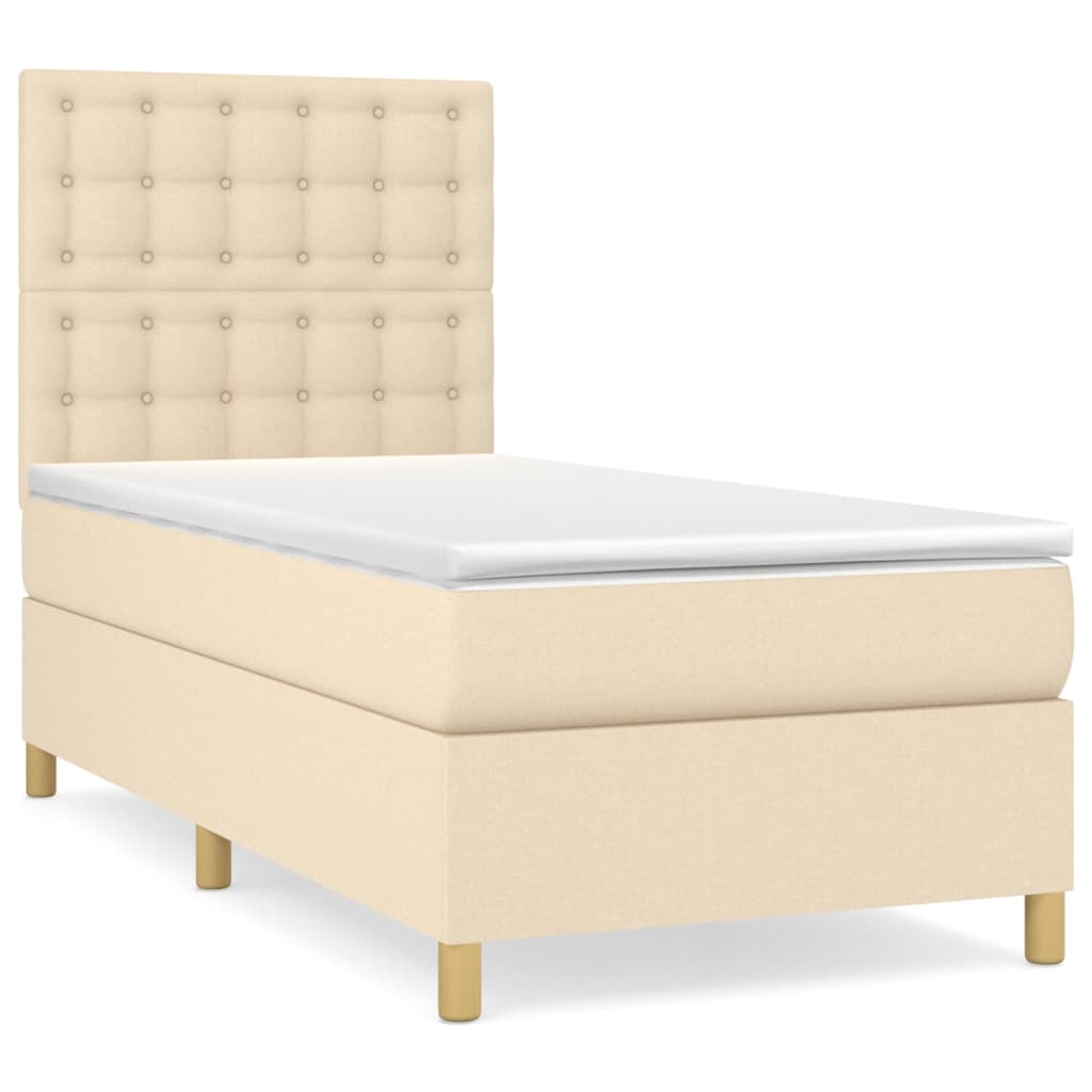 Boxspring met matras stof crèmekleurig 100x200 cm is nu te koop bij PeponiXL, paradijselijk wonen!