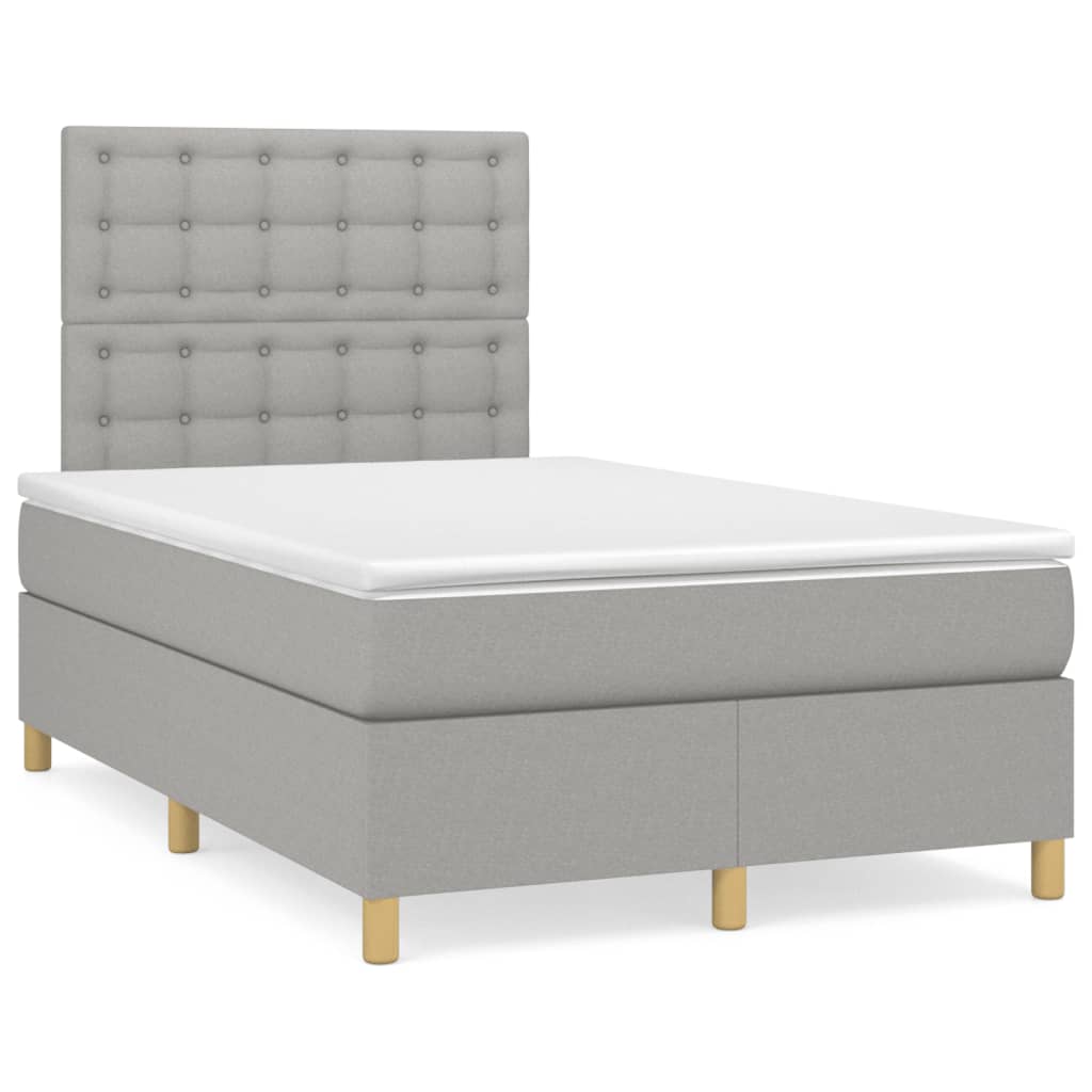 Boxspring met matras stof lichtgrijs 120x200 cm is nu te koop bij PeponiXL, paradijselijk wonen!