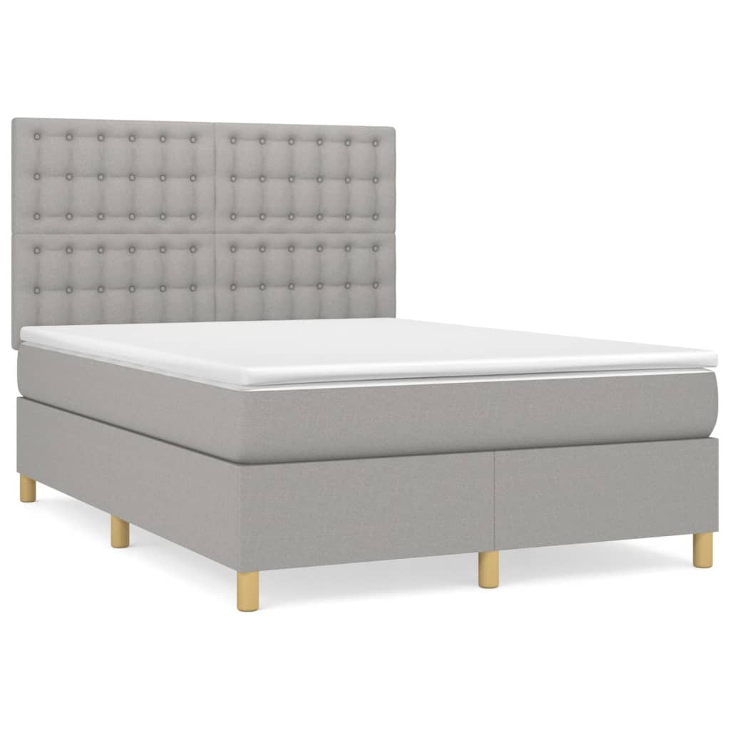 Boxspring met matras stof lichtgrijs 140x190 cm is nu te koop bij PeponiXL, paradijselijk wonen!