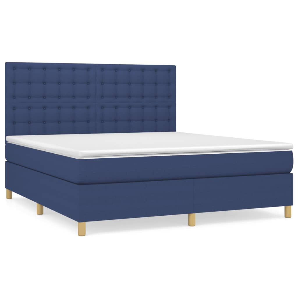 Boxspring met matras stof blauw 160x200 cm is nu te koop bij PeponiXL, paradijselijk wonen!