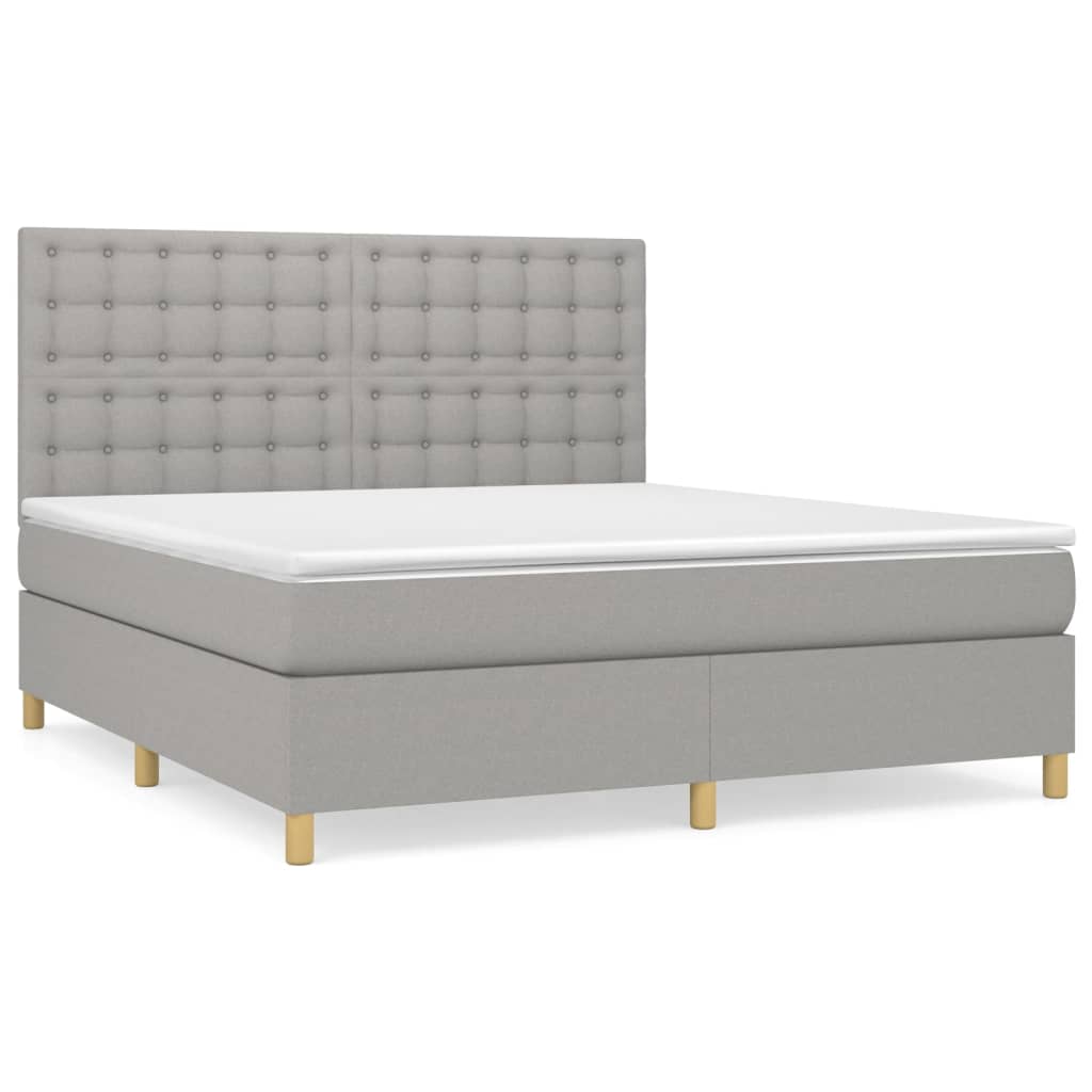 Boxspring met matras stof lichtgrijs 180x200 cm is nu te koop bij PeponiXL, paradijselijk wonen!