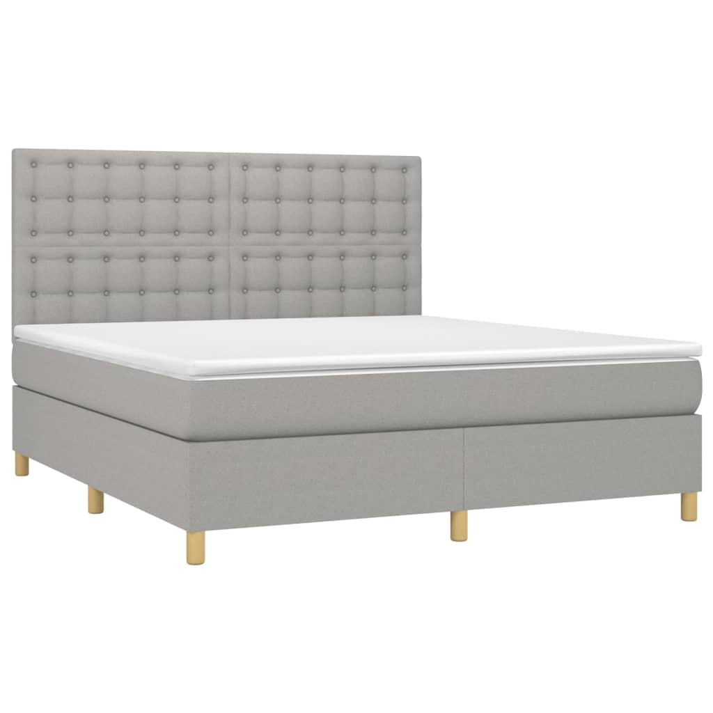 Boxspring met matras stof lichtgrijs 180x200 cm is nu te koop bij PeponiXL, paradijselijk wonen!