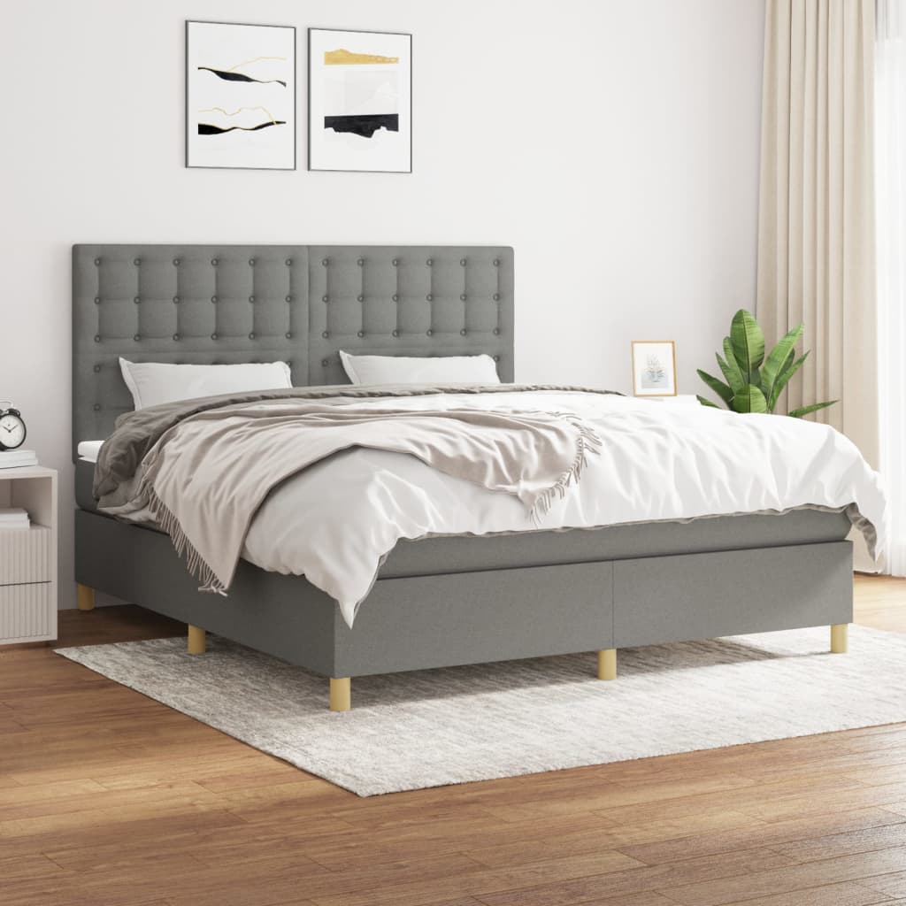 Boxspring met matras stof donkergrijs 180x200 cm is nu te koop bij PeponiXL, paradijselijk wonen!