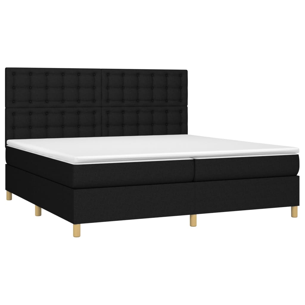 Boxspring met matras stof zwart 200x200 cm is nu te koop bij PeponiXL, paradijselijk wonen!