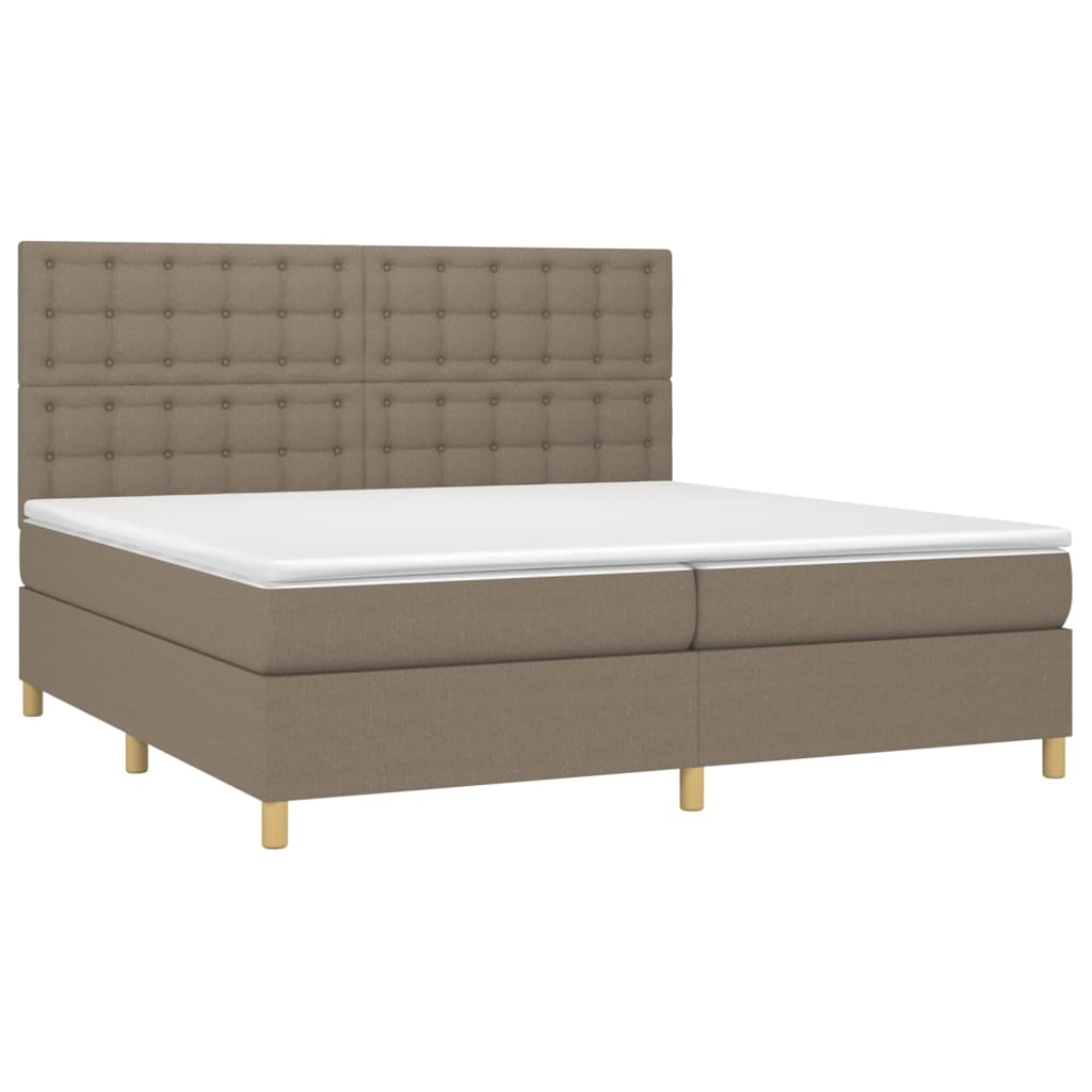 Boxspring met matras stof taupe 200x200 cm is nu te koop bij PeponiXL, paradijselijk wonen!