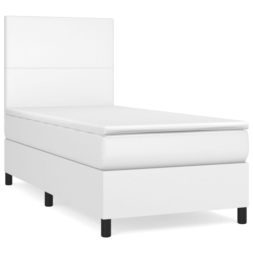 Boxspring met matras kunstleer wit 100x200 cm is nu te koop bij PeponiXL, paradijselijk wonen!