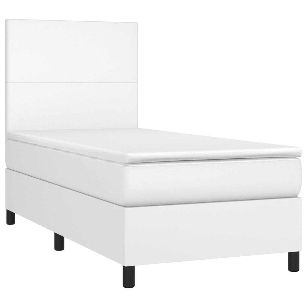 Boxspring met matras kunstleer wit 100x200 cm is nu te koop bij PeponiXL, paradijselijk wonen!