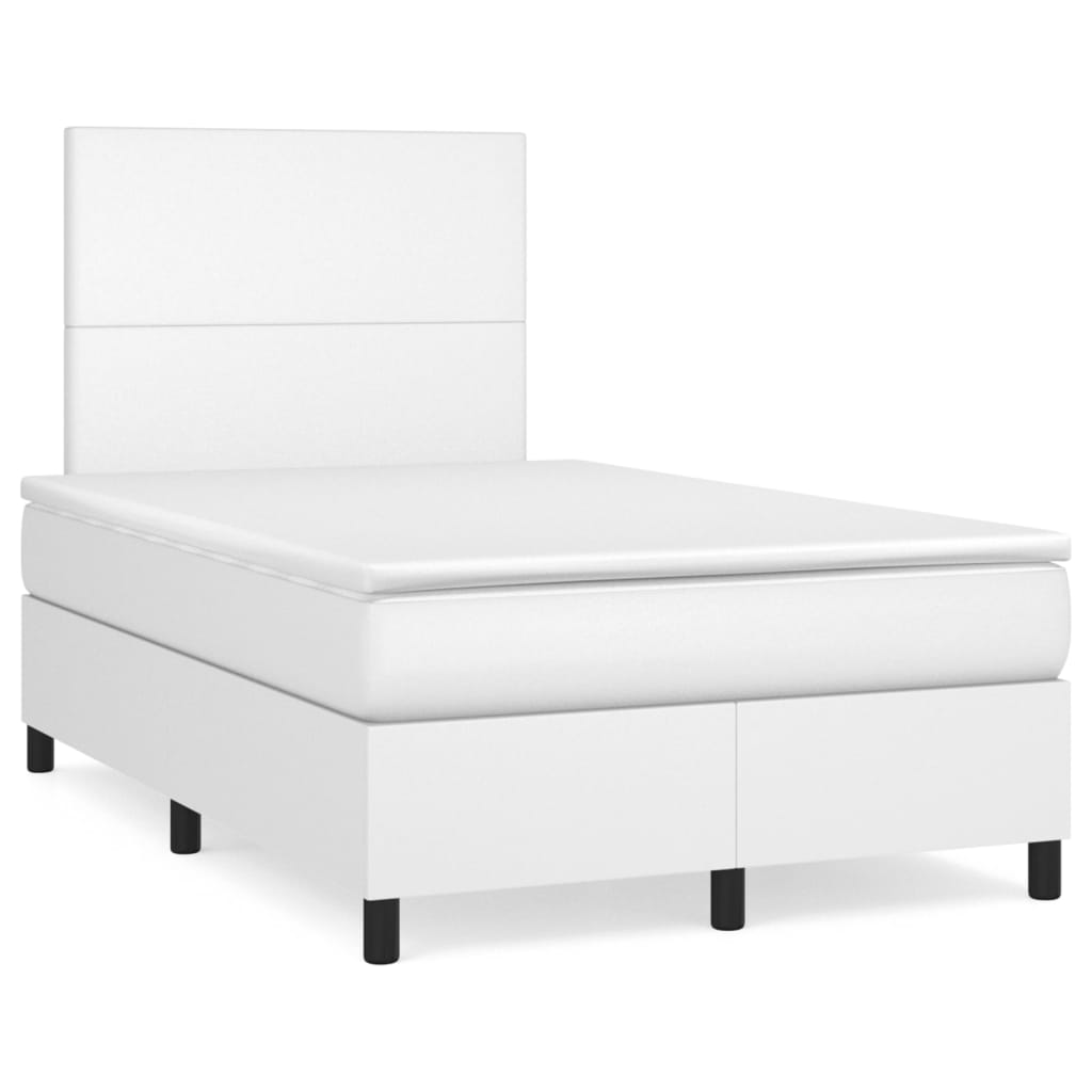 Boxspring met matras kunstleer wit 120x200 cm is nu te koop bij PeponiXL, paradijselijk wonen!