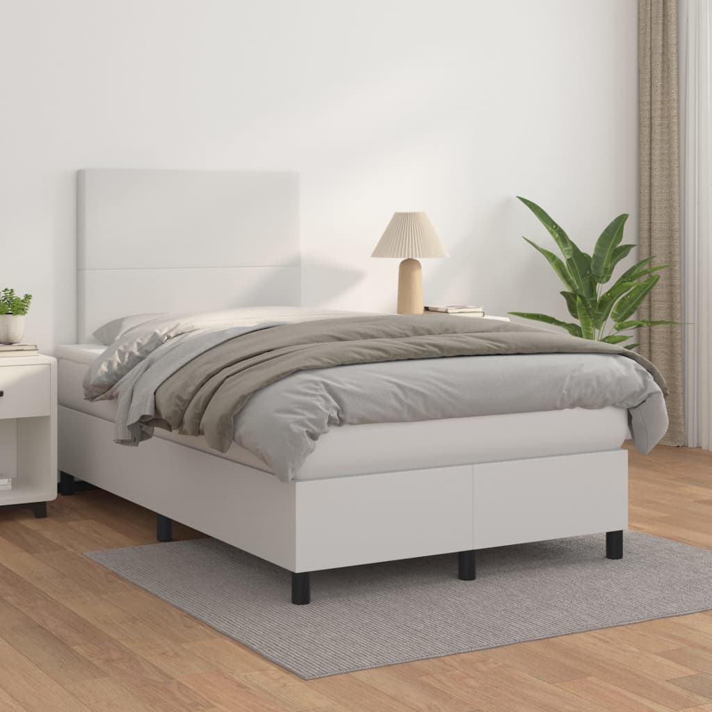 Boxspring met matras kunstleer wit 120x200 cm is nu te koop bij PeponiXL, paradijselijk wonen!