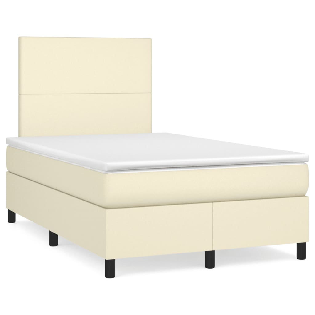 Boxspring met matras kunstleer crèmekleurig 120x200 cm is nu te koop bij PeponiXL, paradijselijk wonen!