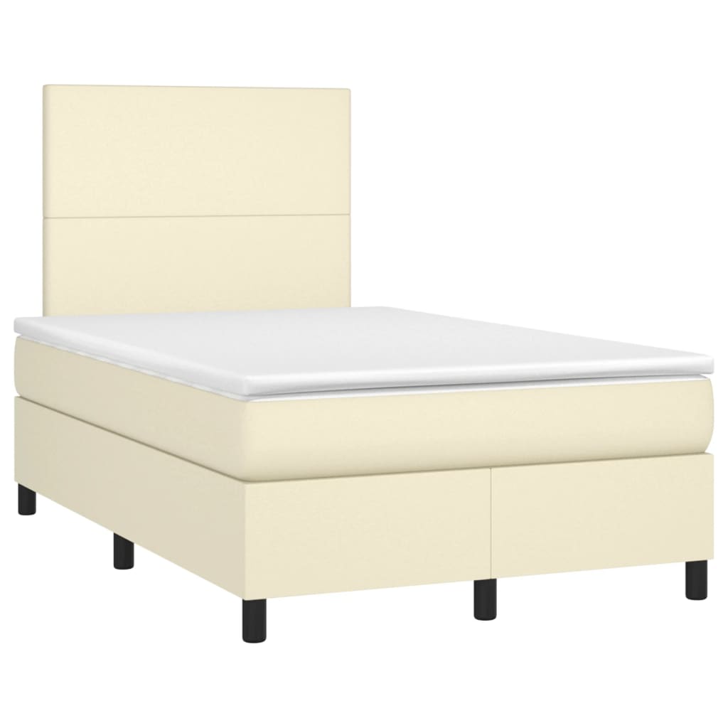 Boxspring met matras kunstleer crèmekleurig 120x200 cm is nu te koop bij PeponiXL, paradijselijk wonen!