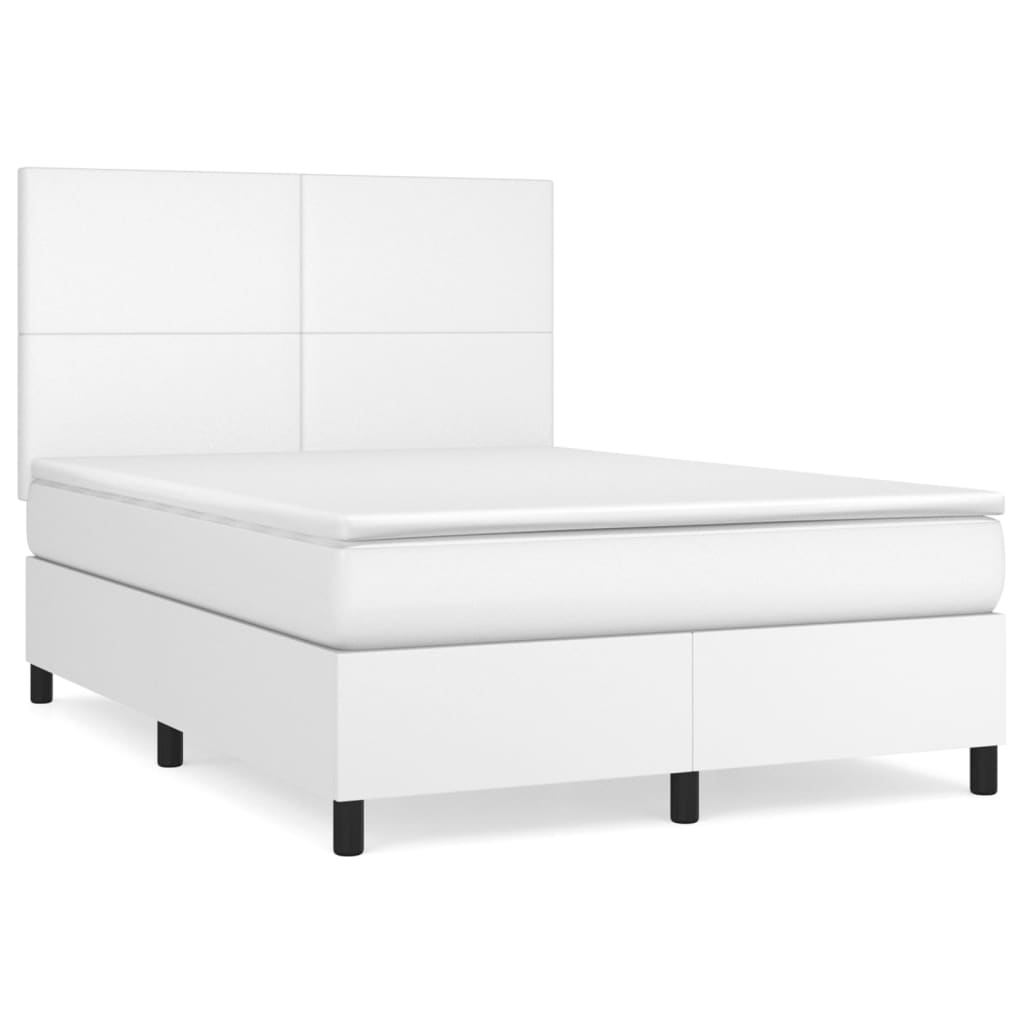 Boxspring met matras kunstleer wit 140x190 cm is nu te koop bij PeponiXL, paradijselijk wonen!
