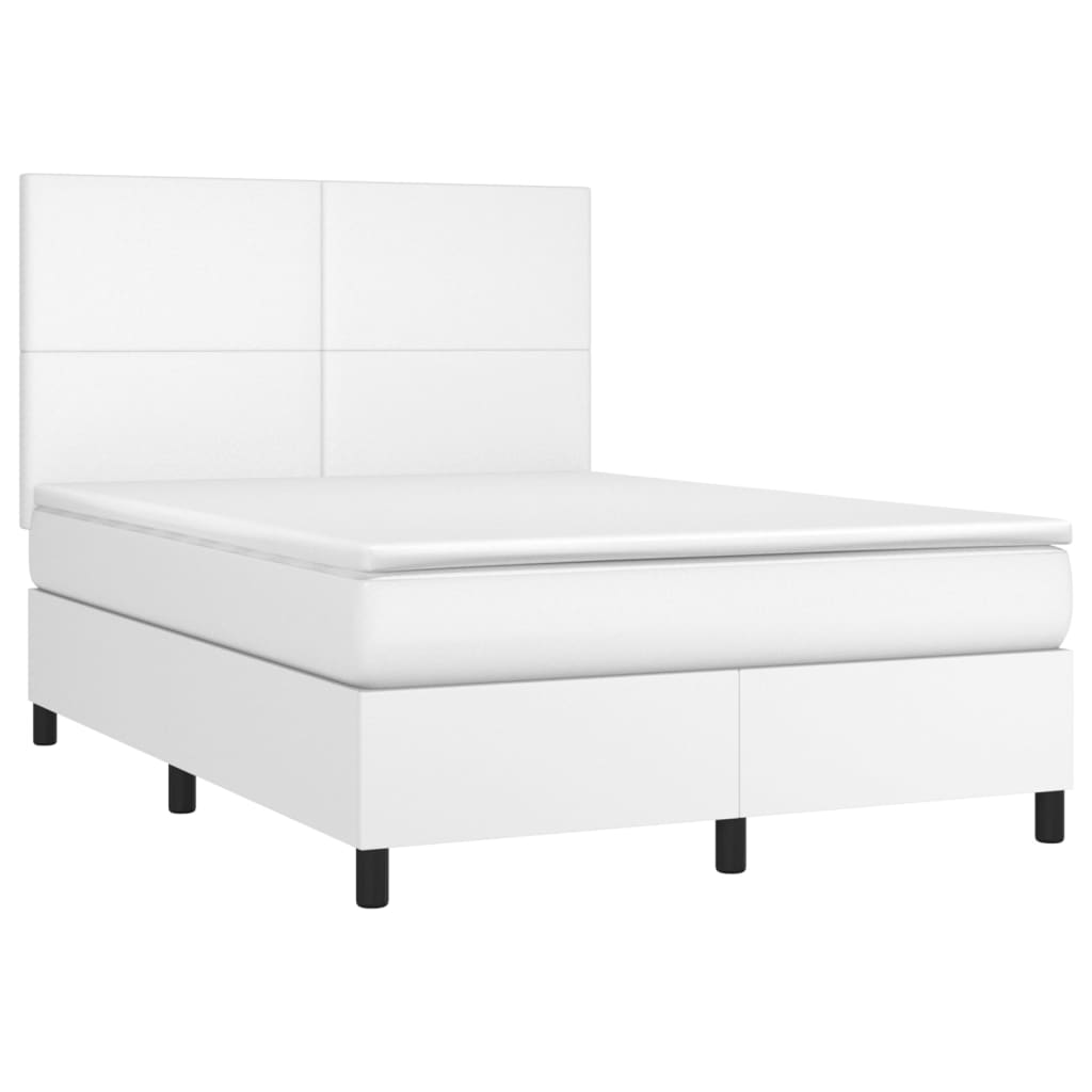 Boxspring met matras kunstleer wit 140x200 cm is nu te koop bij PeponiXL, paradijselijk wonen!