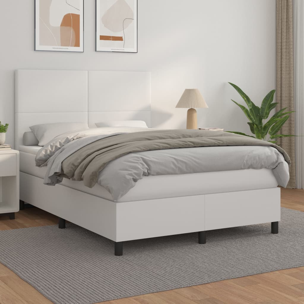 Boxspring met matras kunstleer wit 140x200 cm is nu te koop bij PeponiXL, paradijselijk wonen!