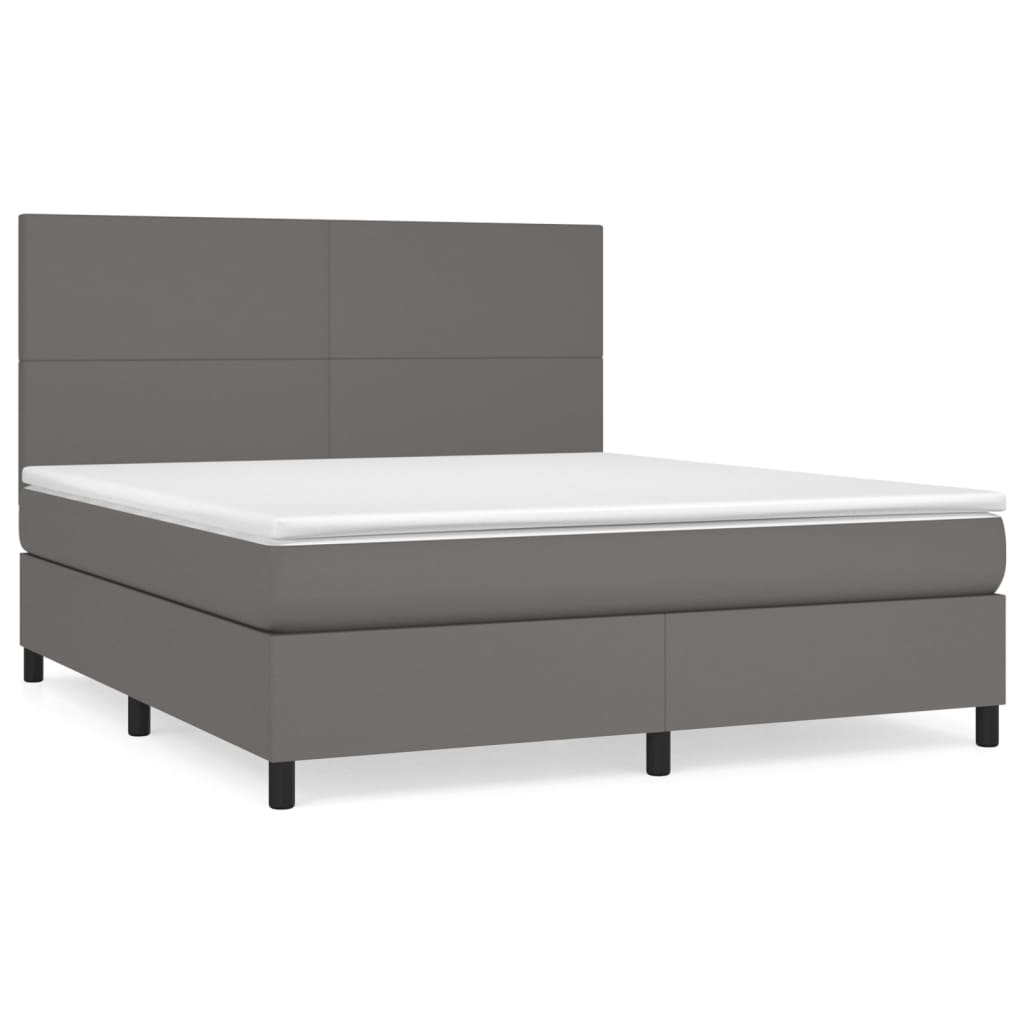 Boxspring met matras kunstleer grijs 160x200 cm is nu te koop bij PeponiXL, paradijselijk wonen!