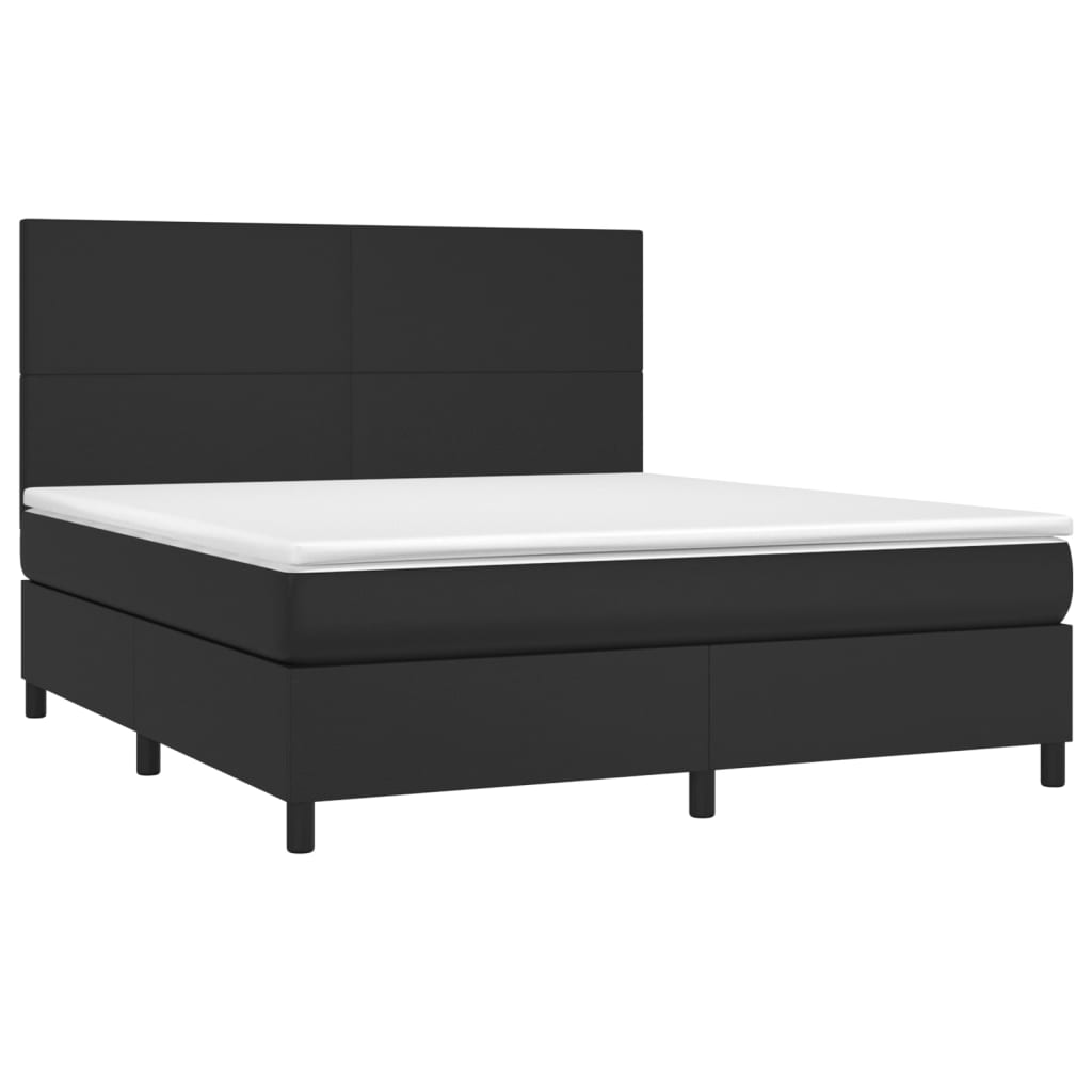 Boxspring met matras kunstleer zwart 180x200 cm is nu te koop bij PeponiXL, paradijselijk wonen!