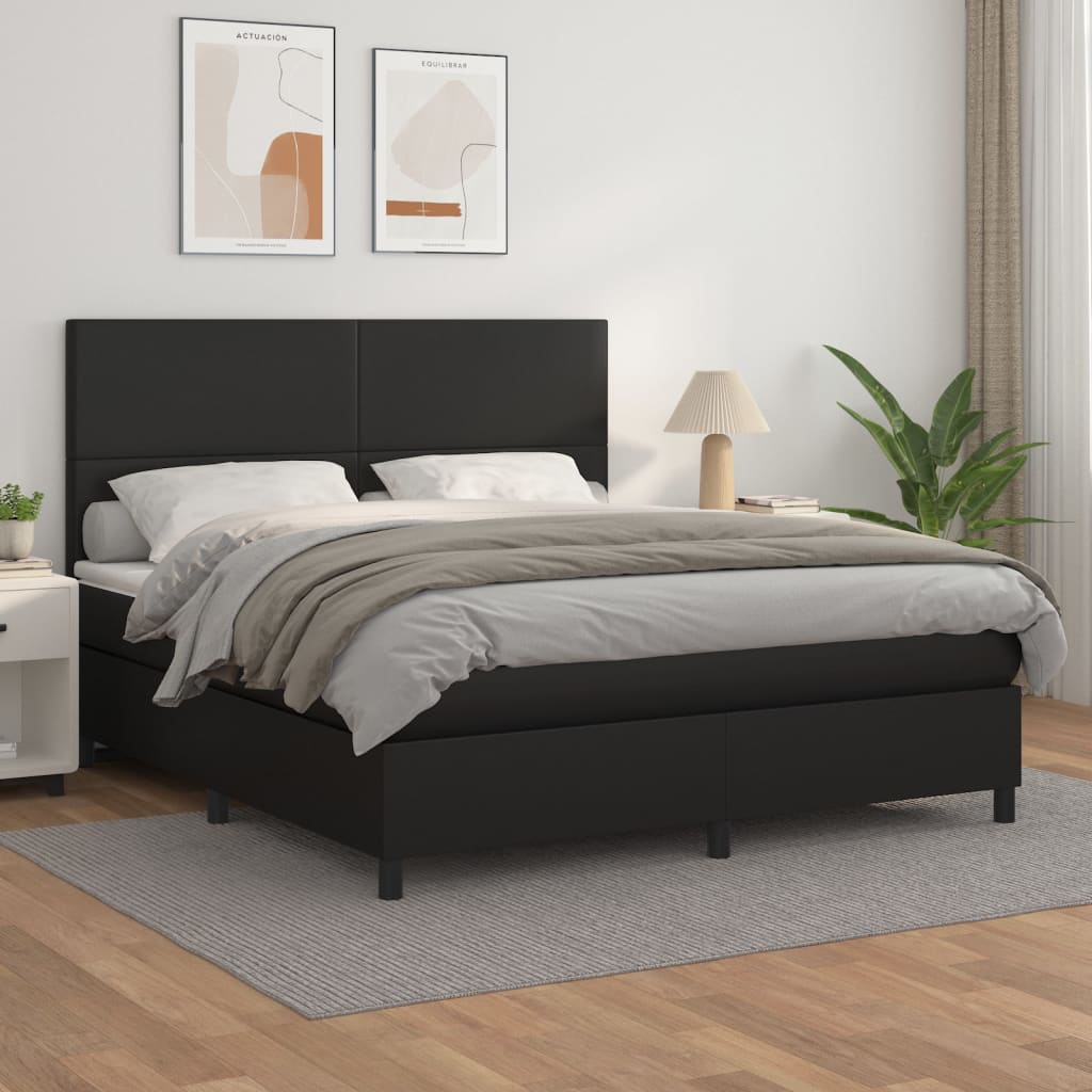 Boxspring met matras kunstleer zwart 180x200 cm is nu te koop bij PeponiXL, paradijselijk wonen!