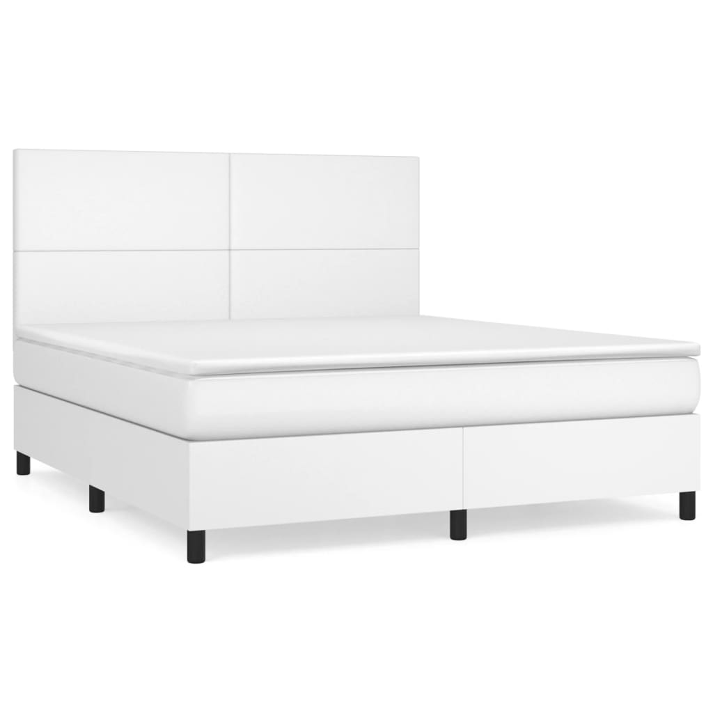 Boxspring met matras kunstleer wit 180x200 cm is nu te koop bij PeponiXL, paradijselijk wonen!