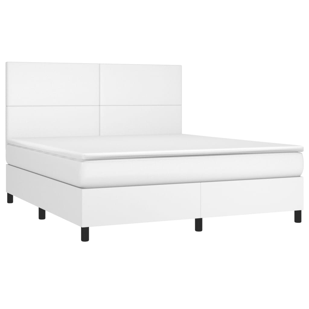 Boxspring met matras kunstleer wit 180x200 cm is nu te koop bij PeponiXL, paradijselijk wonen!