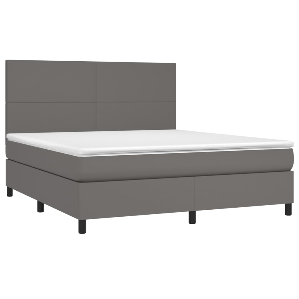 Boxspring met matras kunstleer grijs 180x200 cm is nu te koop bij PeponiXL, paradijselijk wonen!