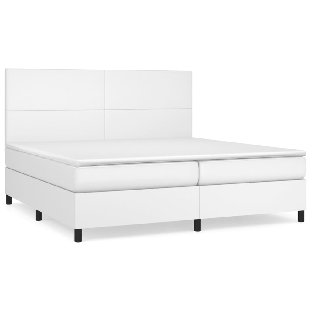 Boxspring met matras kunstleer wit 200x200 cm is nu te koop bij PeponiXL, paradijselijk wonen!