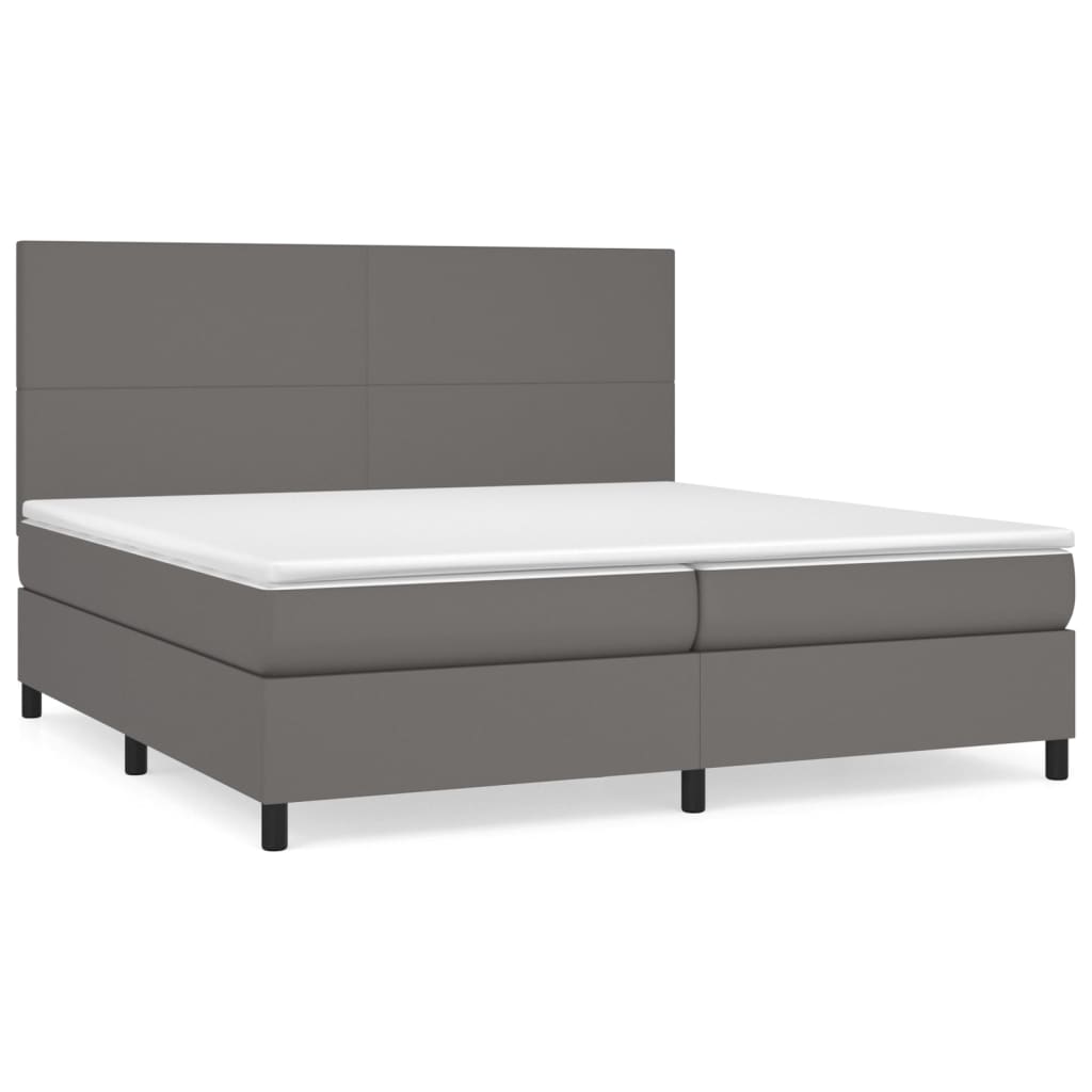 Boxspring met matras kunstleer grijs 200x200 cm is nu te koop bij PeponiXL, paradijselijk wonen!