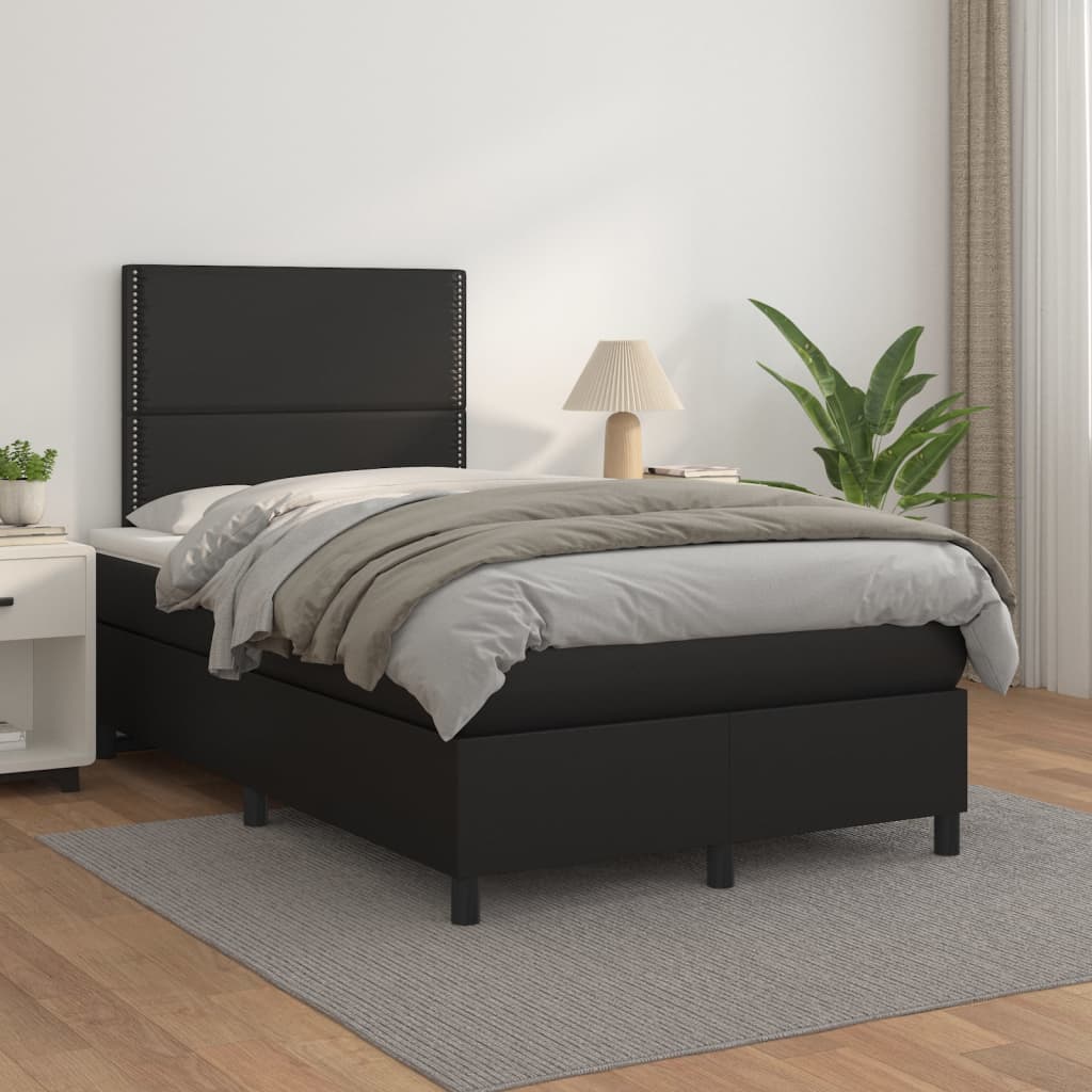 Boxspring met matras kunstleer zwart 120x200 cm is nu te koop bij PeponiXL, paradijselijk wonen!