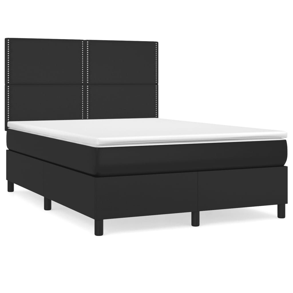 Boxspring met matras kunstleer zwart 140x200 cm is nu te koop bij PeponiXL, paradijselijk wonen!