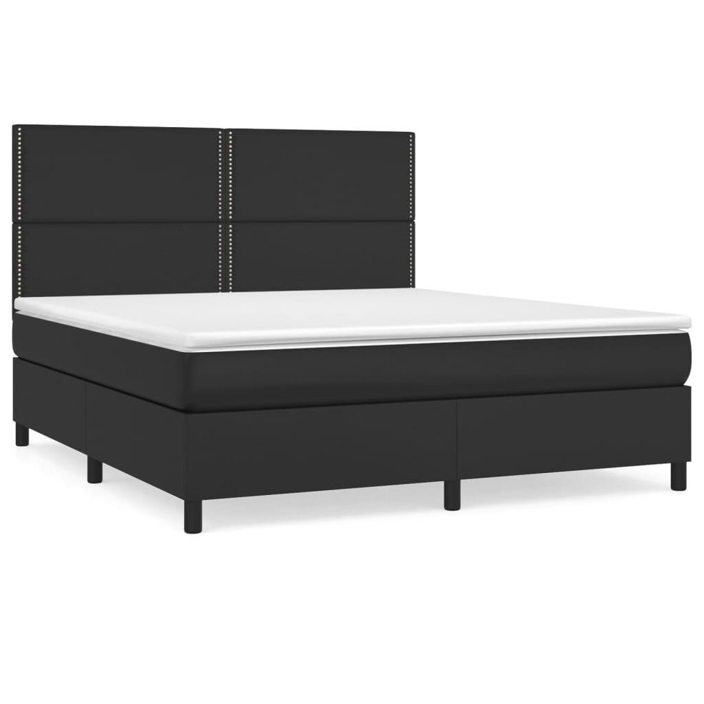 Boxspring met matras kunstleer zwart 180x200 cm is nu te koop bij PeponiXL, paradijselijk wonen!