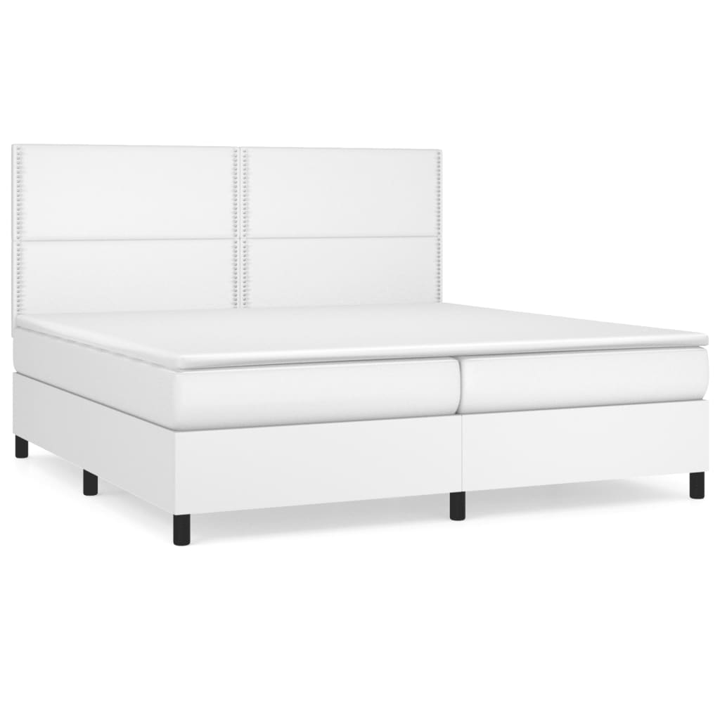 Boxspring met matras kunstleer wit 200x200 cm is nu te koop bij PeponiXL, paradijselijk wonen!