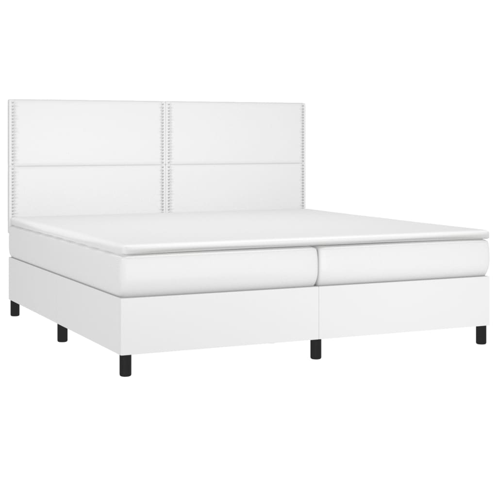Boxspring met matras kunstleer wit 200x200 cm is nu te koop bij PeponiXL, paradijselijk wonen!